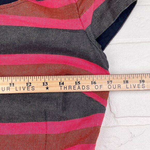 Boden Dress Women 4R‎ Black Pink Stripe Sheath Cotton Linen Classic Career VTG - Picture 9 of 14